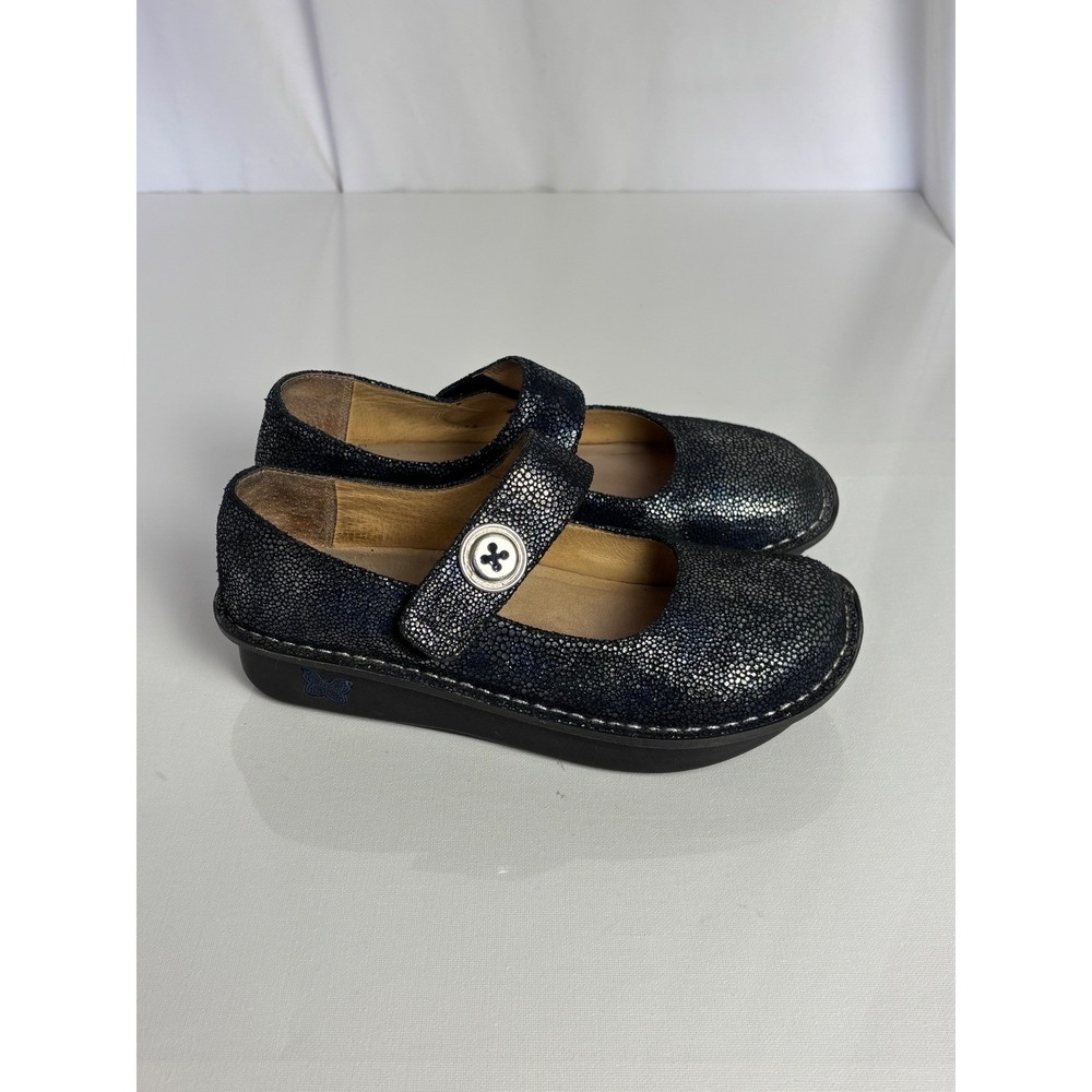 Alegria Paloma Mary Jane Shoes Black Blue Stingray Leather EU 38 US 8-8.5 - Picture 4 of 12